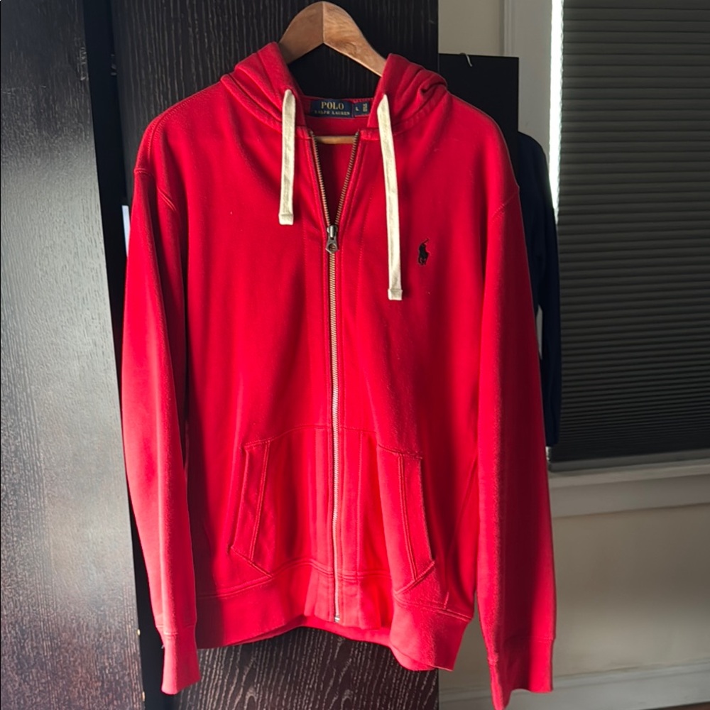 Ralph Lauren Red Zip Up Sweater